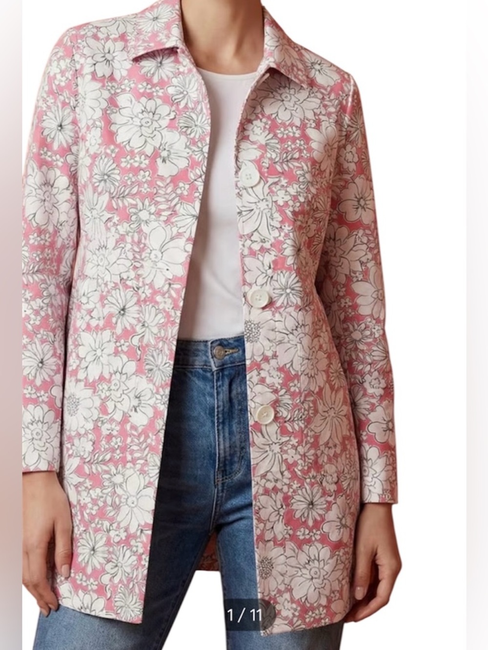 LOFT Pink Floral Cotton Coat Fully Lined
NWOT